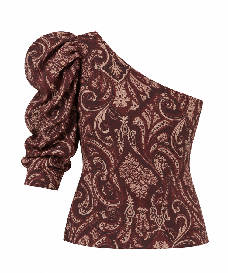 
                  
                    Blusa un hombro romantico burdeo
                  
                