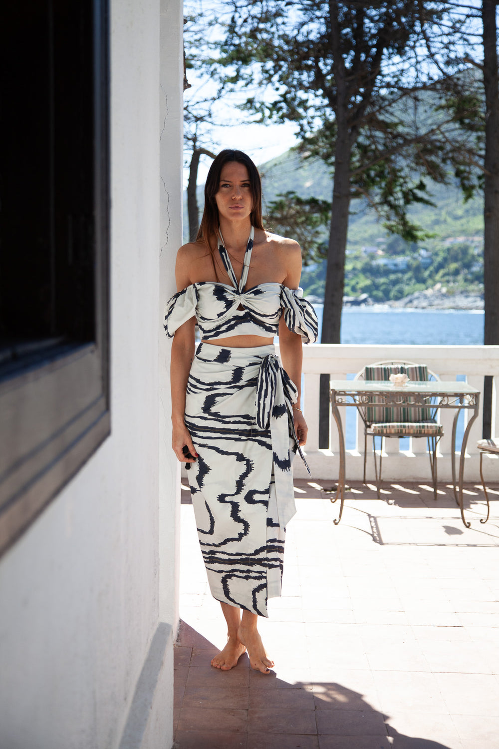 Falda larga étnica crudo