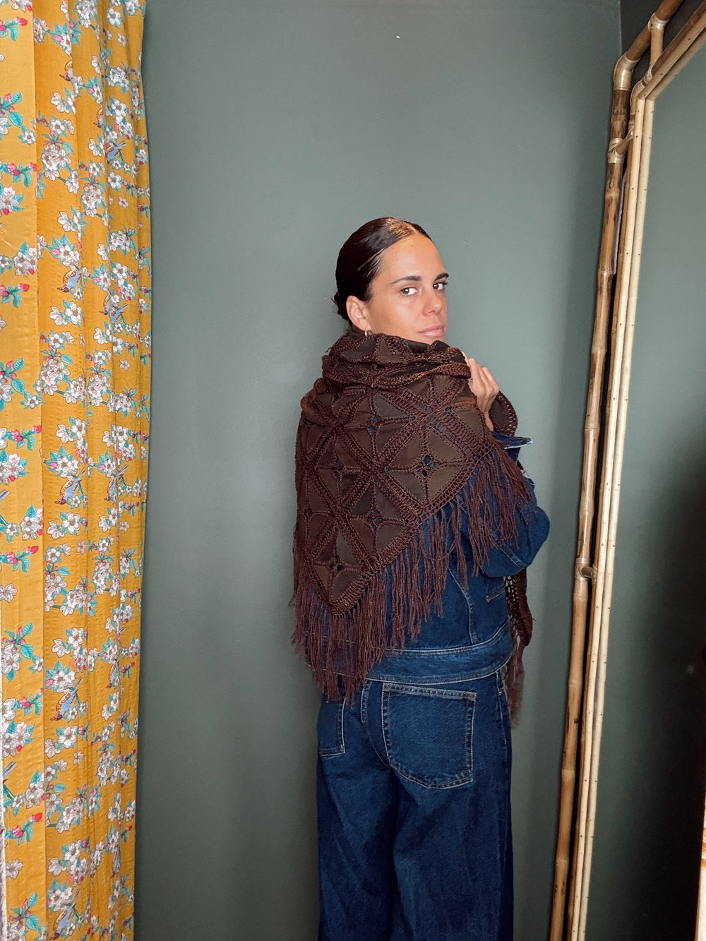 Poncho Cuero Café