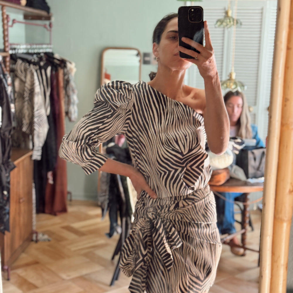 
                  
                    Blusa un hombro cebra
                  
                