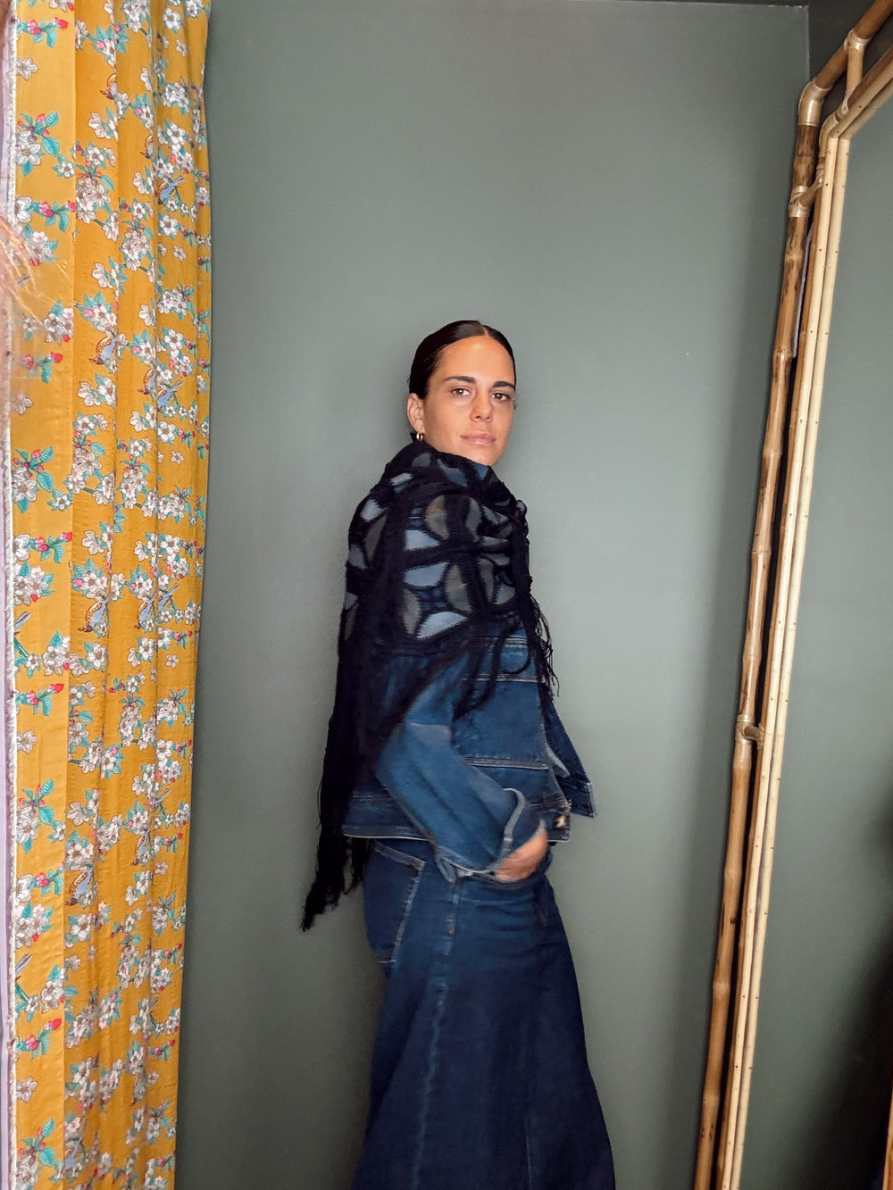 Poncho Cuero Azul
