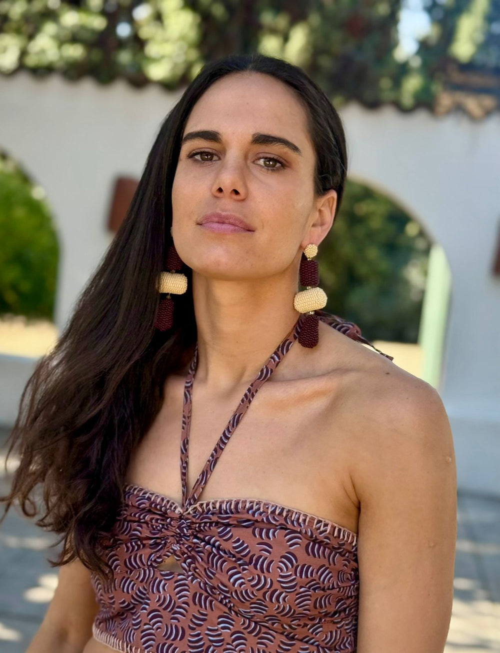 Top pabilo capullo terracota bordado