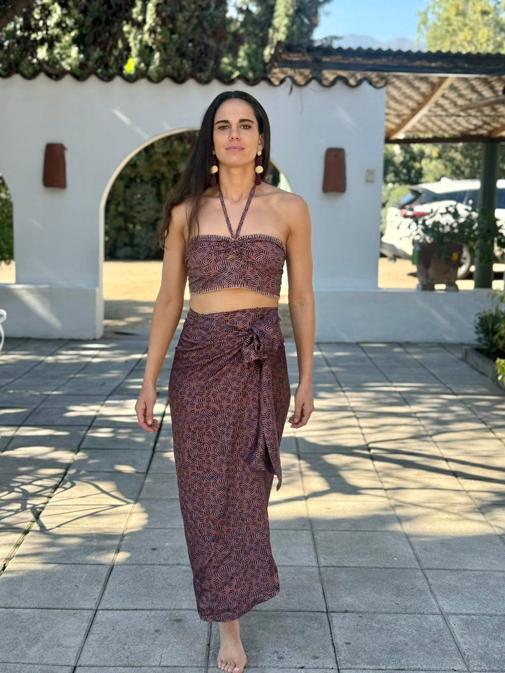 Falda larga Capullo Terracota Celeste