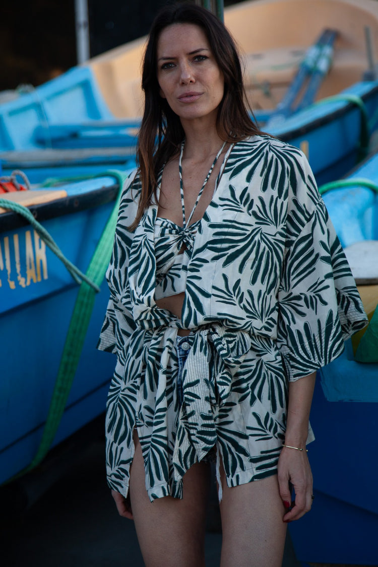Kimono hojas verdes