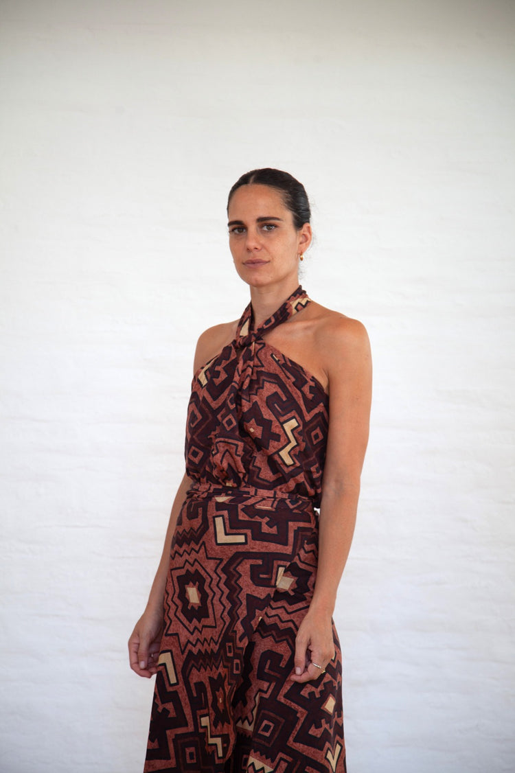 Top halter paleolítico rosa